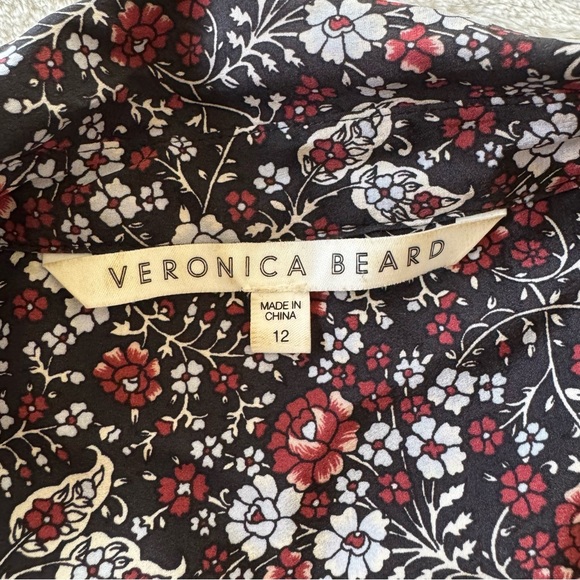 Veronica Beard Floral Rory Dress Black Combo Button Down Collared size 12 - Picture 4 of 10